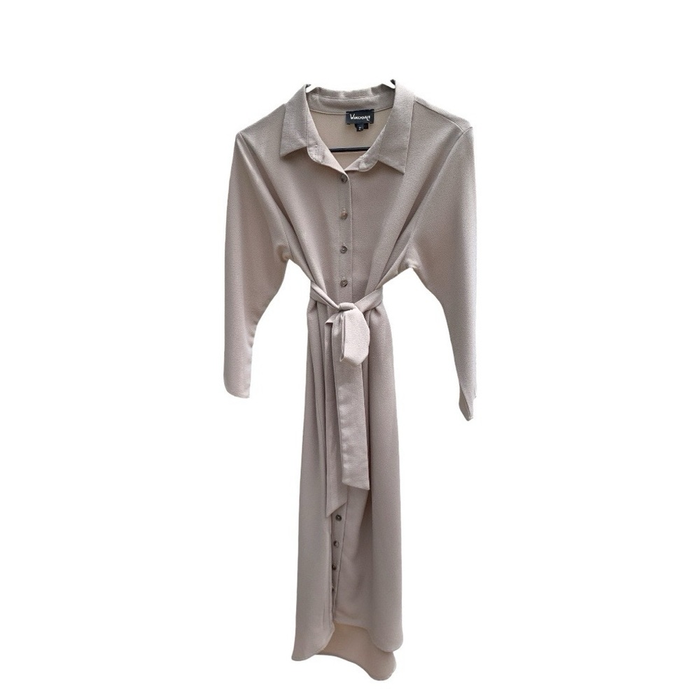 Wukogals Beige Lightweight Textured Shirtdress - Picture 3 of 9